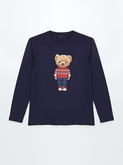 LC WAIKIKI Bisiklet Yaka Ayı Teddy Baskılı Erkek Pijama Üst - W4LU86Z8-HPN