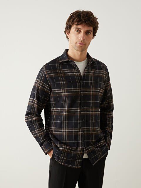 SOUTHBLUE Slim Fit Uzun Kollu Ekose Poplin Erkek Gömlek - W4LV36Z8-CVL