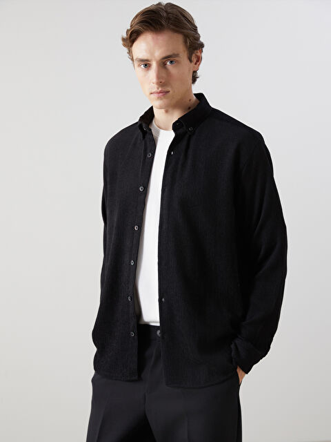 LCW Vision Regular Fit Uzun Kollu Kadife Erkek Gömlek - W4LV63Z8-CVL