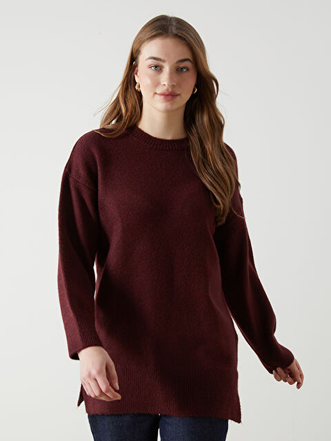 LCW Vision Bisiklet Yaka Oversize Kadın Triko Kazak - W4LV78Z8-DCL