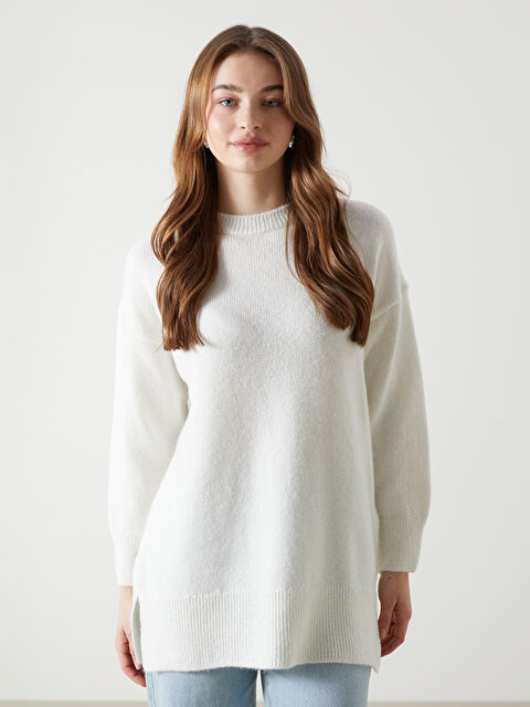 LCW Vision Bisiklet Yaka Oversize Kadın Triko Kazak - W4LV78Z8-R9J