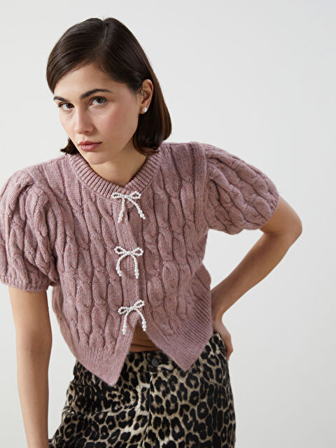 LCW Vision Kurdele Detaylı Balon Kollu Prenses Kazak - W4LY05Z8-FKK