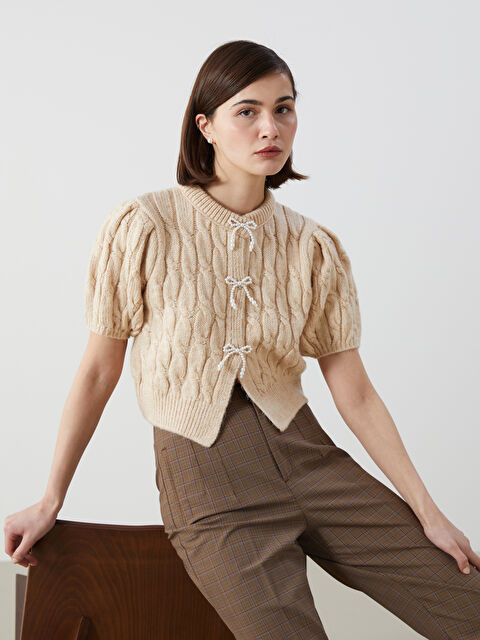 LCW Vision Kurdele Detaylı Balon Kollu Prenses Kazak - W4LY05Z8-FRT