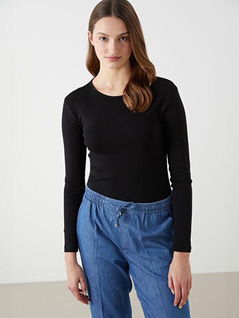 LCWAIKIKI Basic Bisiklet Yaka Kadın Body - W4LY21Z8-CVL