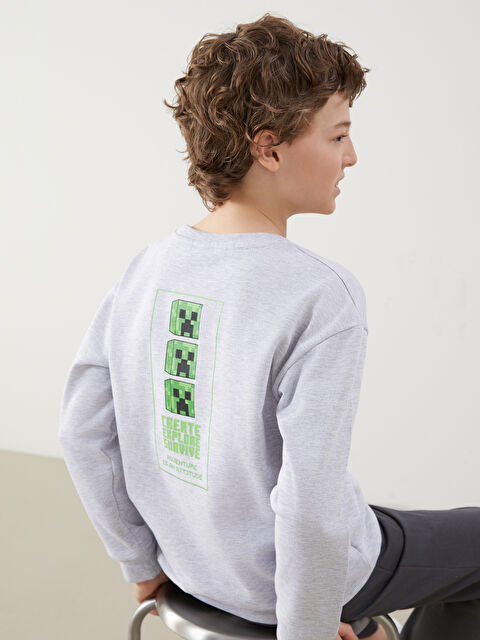 LCW Kids Bisiklet Yaka Minecraft Baskılı Erkek Çocuk Kalın Sweatshirt - W4LY27Z4-LAK