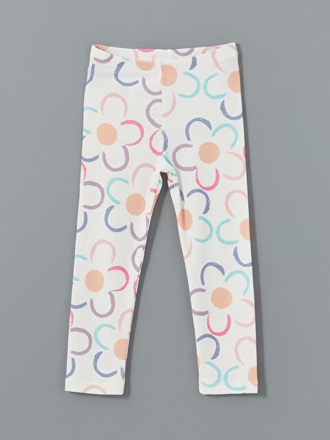 LCW Kids Beli Lastikli Çiçekli Kız Çocuk Tayt - W4LY36Z1-LRA