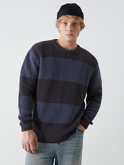 XSIDE Bisiklet Yaka Uzun Kollu Renk Bloklu Erkek Triko Kazak - W4LY85Z8-HZX