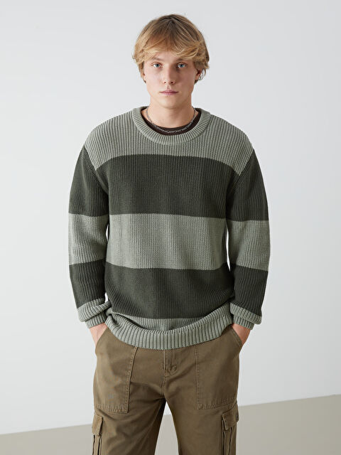 XSIDE Bisiklet Yaka Uzun Kollu Renk Bloklu Erkek Triko Kazak - W4LY85Z8-J1W