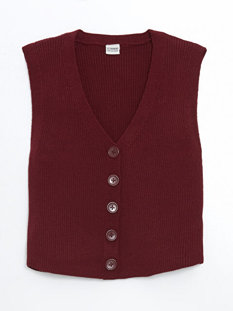 LCW Kids V Yaka Kız Çocuk Triko Yelek - W4M026Z4-HMS