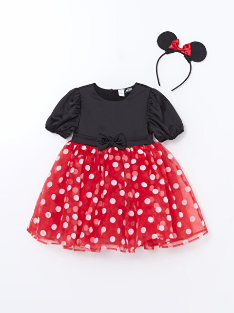 LCW Kids Bisiklet Yaka Minnie Mouse Lisanslı Saten Kız Çocuk Elbise ve Taç 2'li - W4M063Z1-CVL