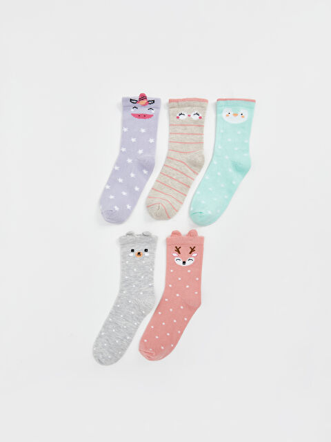 LCW Kids Desenli Kız Çocuk Soket Çorap 5'li - W4M113Z4-J2S