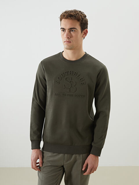 SOUTHBLUE Bisiklet Yaka Baskılı Erkek Kalın Sweatshirt - W4M115Z8-DAM