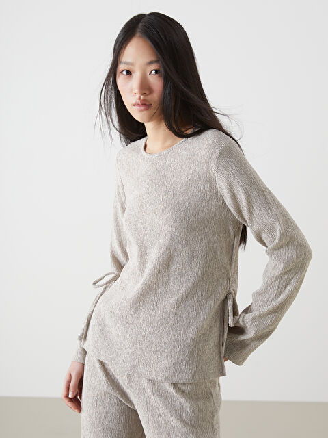 LCW Vision Bisiklet Yaka Dokulu Kadın Tişört - W4M118Z8-FKS