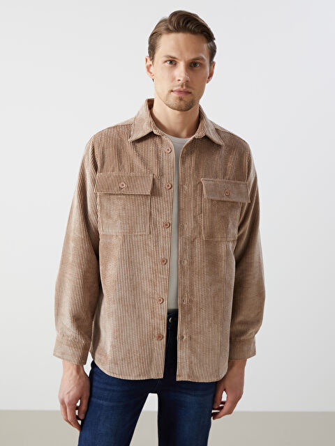 LCW Vision Regular Fit Uzun Kollu Kadife Erkek Gömlek - W4M146Z8-MUM