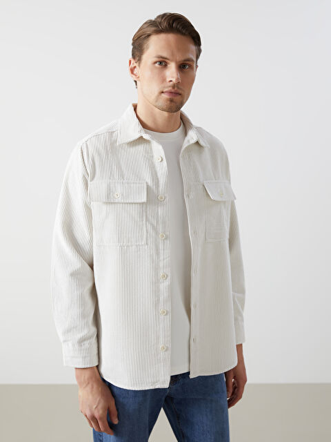 LCW Vision Regular Fit Uzun Kollu Kadife Erkek Gömlek - W4M146Z8-R9J