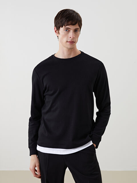 LCW Vision كنزة رياضية كم طويل برقبة دائرية للرجال - W4M147Z8-CVL