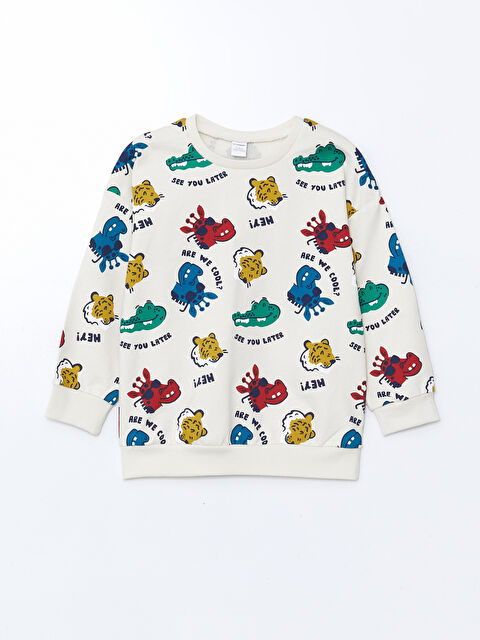 LCW Kids Bisiklet Yaka Timsah Baskılı Erkek Çocuk Sweatshirt - W4M194Z1-LQA