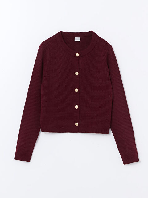 LCW Kids Bisiklet Yaka Kız Çocuk Triko Hırka - W4M227Z4-HFC