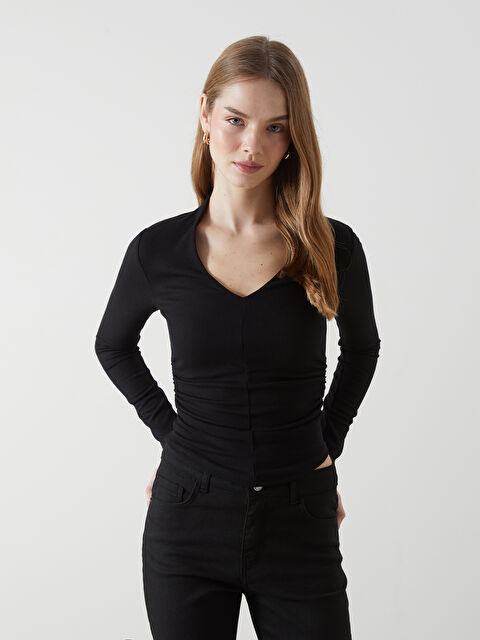 LCW Vision V Yaka Kadın Body - W4M228Z8-CVL