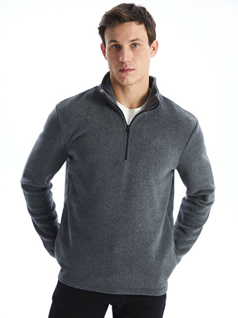 LCWAIKIKI Classic Dik Yaka Uzun Kollu Polar Erkek Kalın Sweatshirt - W4M238Z8-ZCE