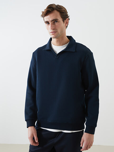 LCW Vision Polo Yaka Uzun Kollu Erkek Sweatshirt - W4M274Z8-RFH