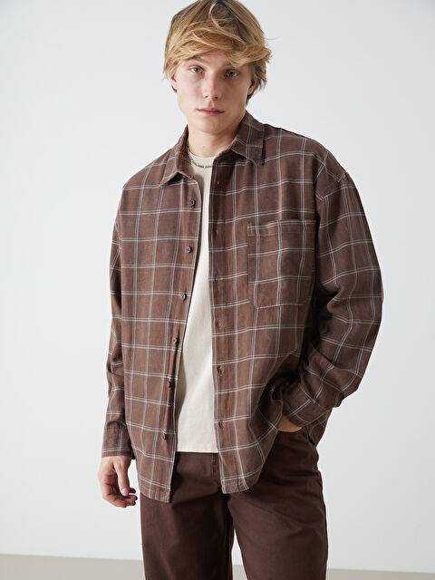 XSIDE Rahat Kalıp Uzun Kollu Ekose Erkek Oduncu Gömlek - W4M334Z8-LLL