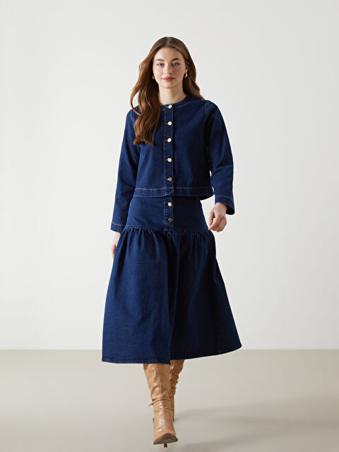 Natuvera Standart Fit Kadın Jean Etek - W4M349Z8-YFY