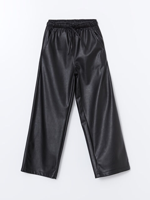 LCW Kids Beli Lastikli Deri Görünümlü Kız Çocuk Pantolon - W4M365Z4-CVL