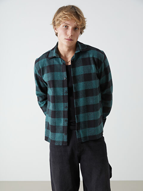 XSIDE Rahat Kalıp Uzun Kollu Ekose Erkek Gömlek Ceket - W4M381Z8-LME