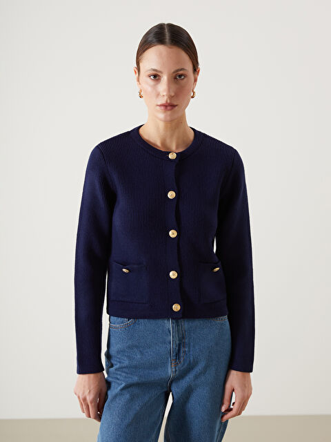 LCW Vision Bisiklet Yaka Kadın Triko Hırka - W4M386Z8-CSH