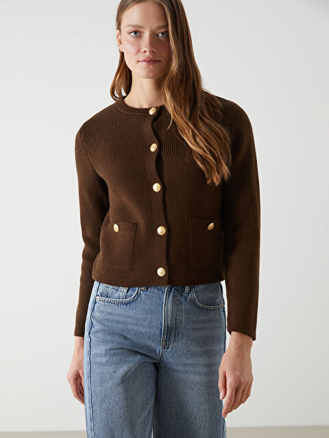 LCW Vision Bisiklet Yaka Kadın Triko Hırka - W4M386Z8-D7V