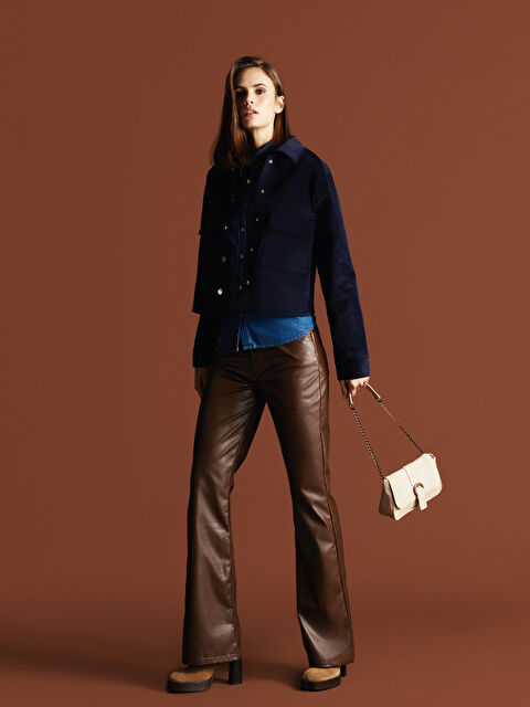 LCW Vision Dar Fit Deri Görünümlü Kadın Pantolon - W4M419Z8-VKD