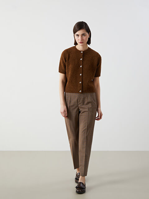 LCW Vision Yüksek Bel Havuç Kesim Ekose Kadın Pantolon - W4M462Z8-LLL