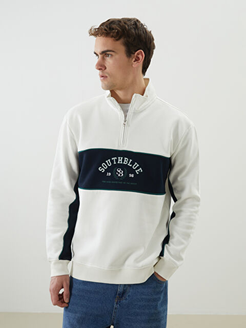 SOUTHBLUE Dik Yaka Uzun Kollu Baskılı Erkek Kalın Sweatshirt - W4M478Z8-R9J