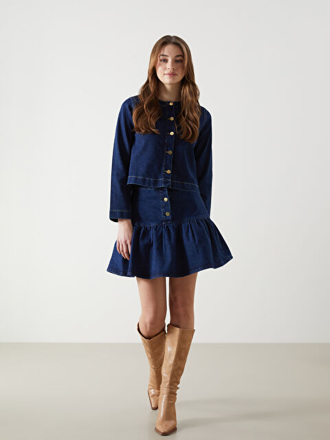 Natuvera Standart Fit Kadın Jean Etek - W4M483Z8-YFY