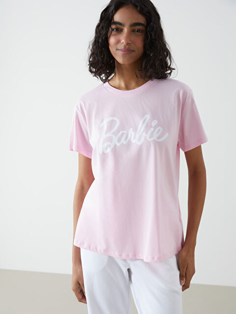 XSIDE Bisiklet Yaka Barbie Baskılı Kadın Tişört - W4M547Z8-QXB