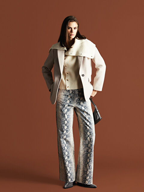 XSIDE Yüksek Bel Desenli Wideleg Kadın Jean Pantolon - W4M560Z8-LRW