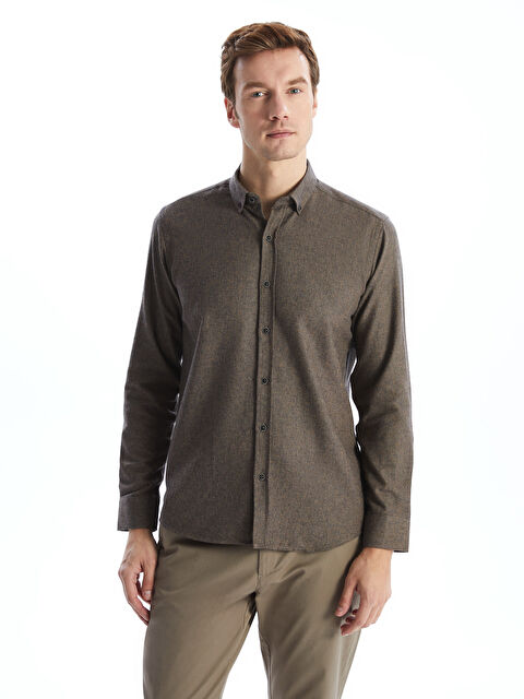 LCWAIKIKI Classic Regular Fit Uzun Kollu Gabardin Erkek Gömlek - W4M580Z8-CT9