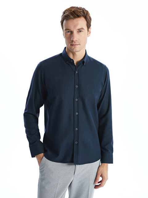 LCWAIKIKI Classic Regular Fit Uzun Kollu Gabardin Erkek Gömlek - W4M580Z8-CX1