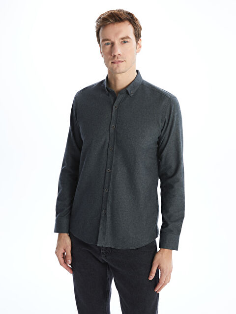 LCWAIKIKI Classic Regular Fit Uzun Kollu Gabardin Erkek Gömlek - W4M580Z8-CXW