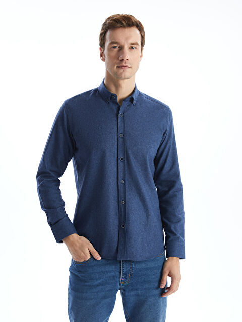 LCWAIKIKI Classic Regular Fit Uzun Kollu Gabardin Erkek Gömlek - W4M580Z8-J2H