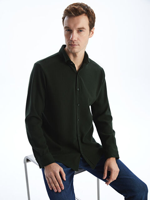 LCWAIKIKI Classic Regular Fit Uzun Kollu Gabardin Erkek Gömlek - W4M581Z8-CW6