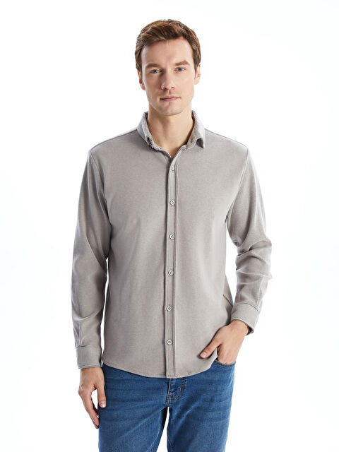 LCWAIKIKI Classic Regular Fit Uzun Kollu Gabardin Erkek Gömlek - W4M581Z8-CYS