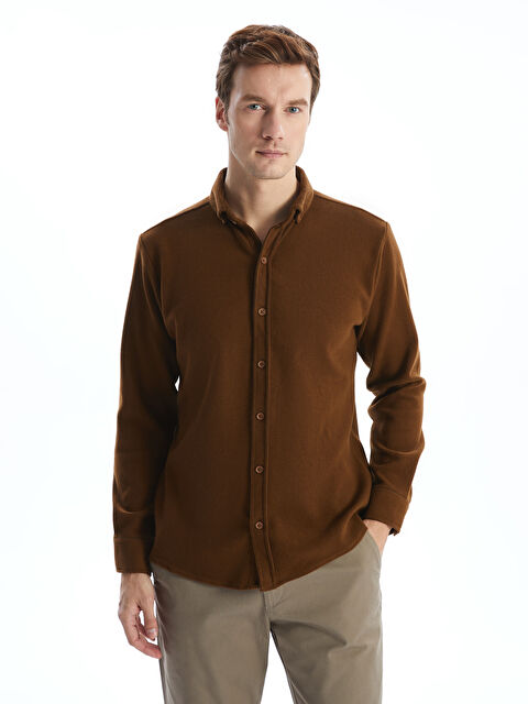 LCWAIKIKI Classic Regular Fit Uzun Kollu Gabardin Erkek Gömlek - W4M581Z8-CZ9