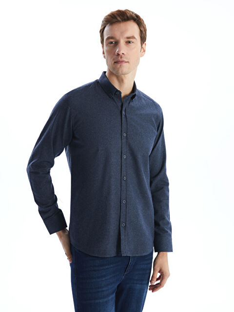 LCWAIKIKI Classic Slim Fit Uzun Kollu Gabardin Erkek Gömlek - W4M583Z8-CX1