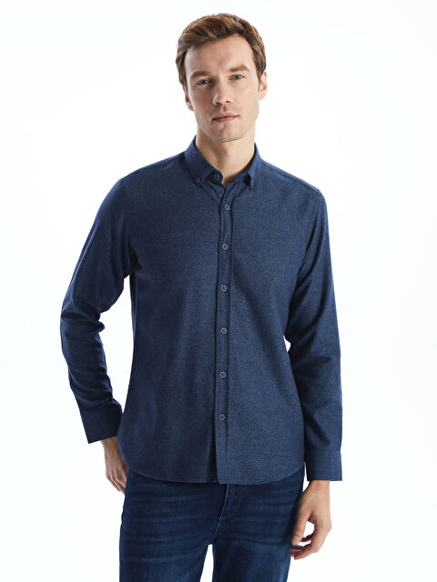 LCWAIKIKI Classic Slim Fit Uzun Kollu Gabardin Erkek Gömlek - W4M583Z8-D5E