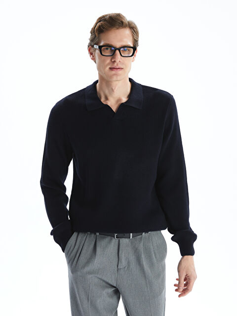 LCWAIKIKI Classic Polo Yaka Uzun Kollu Erkek Triko Kazak - W4M588Z8-RFH