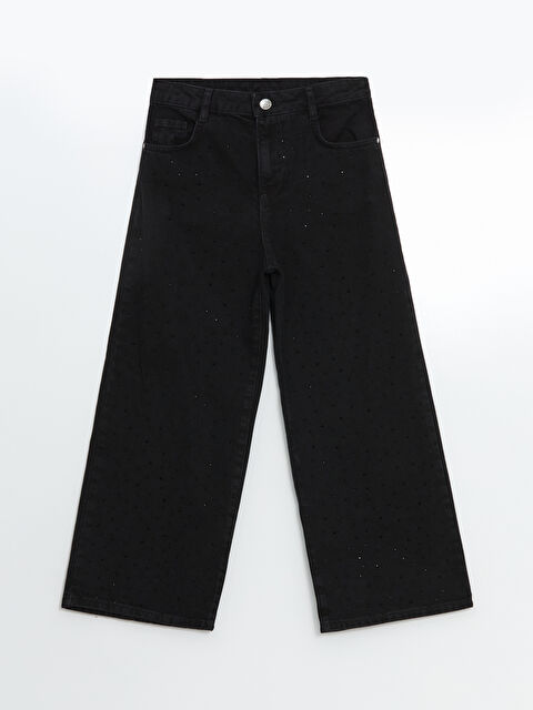 LCW Kids Wideleg Taşlı Kız Çocuk Jean Pantolon - W4M701Z4-326