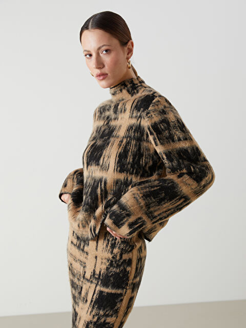 LCW Vision Dik Yaka Desenli Kadın Triko Kazak - W4M731Z8-DJ7