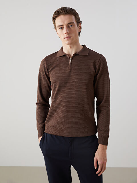 SOUTHBLUE Polo Yaka Uzun Kollu Erkek Triko Kazak - W4M790Z8-EPW